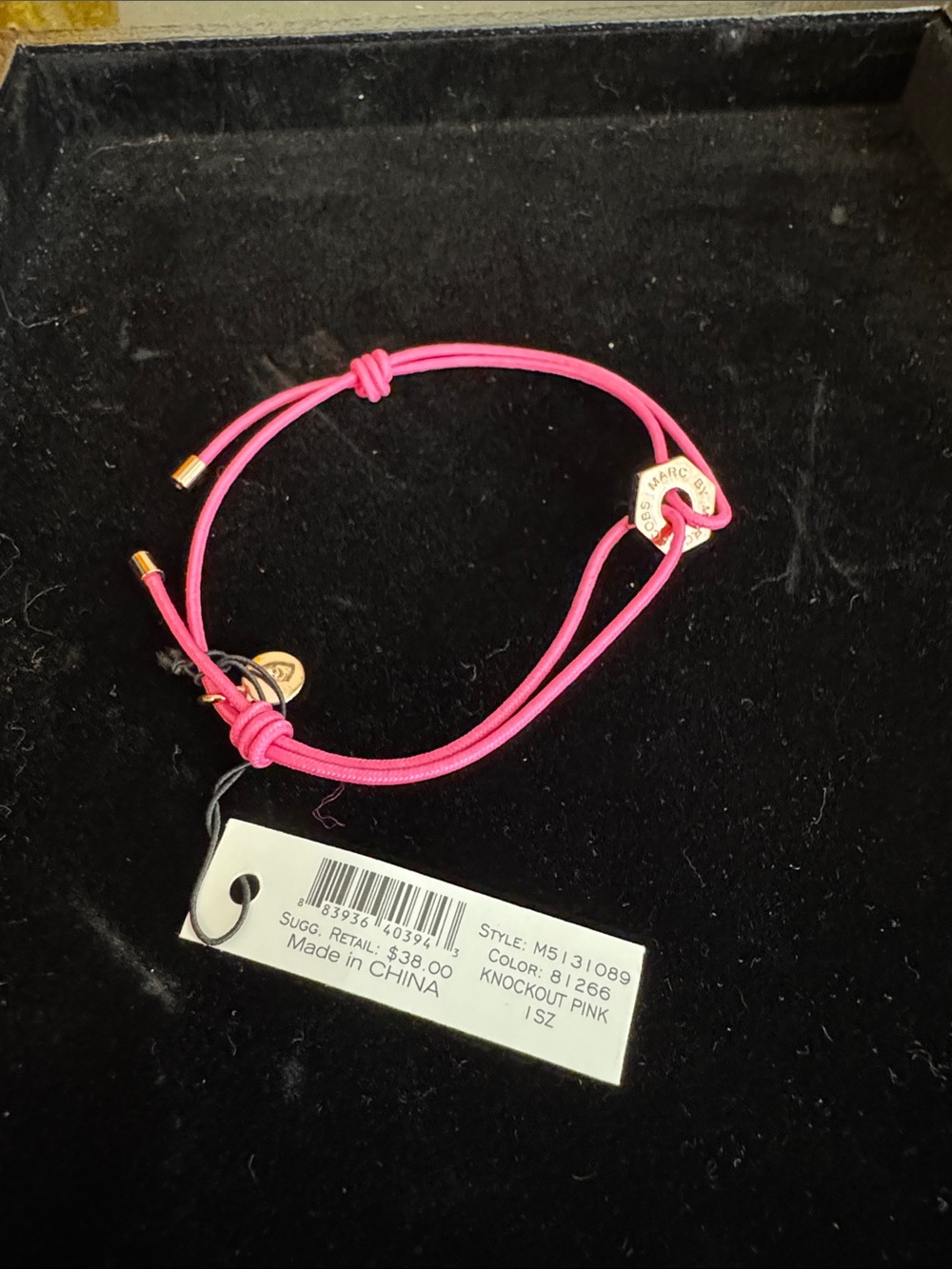 Marc by Marc Jacobs Hot Pink Cord Bracelet with Gold-Tone Accents
